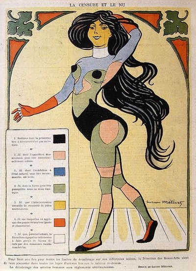 Caricatura sulla censura e la nudità, illustrazione da 