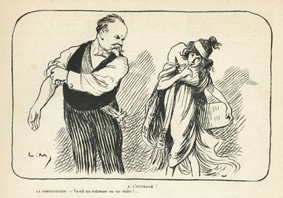 Illustrazione in Le Rire, 01/02/13 - Al lavoro - Medico, Presidente della Repubblica, Costituzione, Stupro - Poincaré Raymond - Deformazioni fisiche da Lucien Metivet