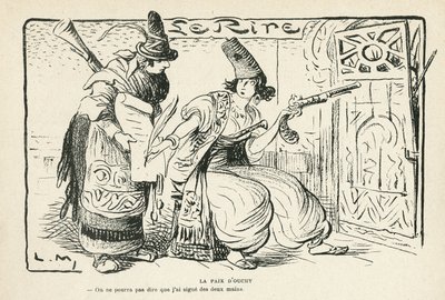 Illustrazione in Le Rire, 26/10/12 - La pace di Ouchy - Balcani, Svizzera, Guerra 14-18, trattato di Losanna da Lucien Metivet