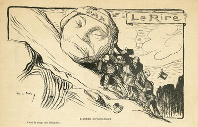 Illustrazione in Le Rire, 28/12/12 - inferno diplomatico - Guerra 14-18 (incisione) da Lucien Metivet