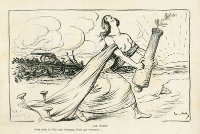 Illustrazione in Le Rire, 03/05/13 - Aria familiare - Balcani, Armi, Proiettili, Pace, Prima Guerra Mondiale da Lucien Metivet