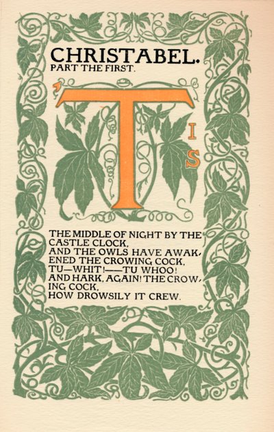 Eragny Press: Pagina di apertura di Christabel di Coleridge, 1895-1914 da Lucien Pissaro