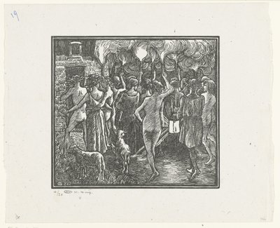 La processione con le torce da Lucien Pissarro