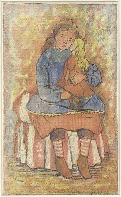 Ragazza con bambola da Lucien Pissarro