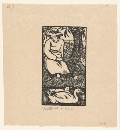 Ragazza e due anatre da Lucien Pissarro
