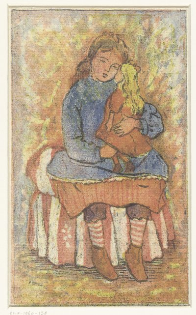 Ragazza con bambola da Lucien Pissarro