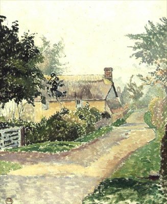Il cottage nella nebbia, Fishpond da Lucien Pissarro