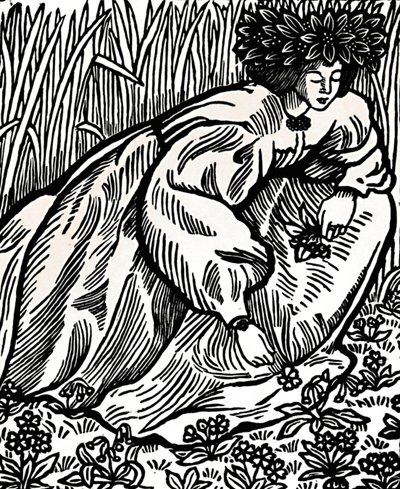 Le poesie di Ronsard. Originale xilografia, 1902, 1923 da Lucien Pissarro