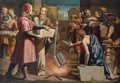 San Paolo e il rogo dei libri pagani a Efeso (olio su tela) da Lucio Massari