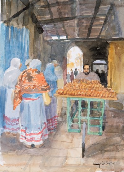 Venditore di bagel nella città vecchia, Gerusalemme da Lucy Willis
