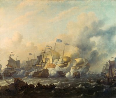 Una battaglia navale tra olandesi e inglesi da Ludolf Backhuysen