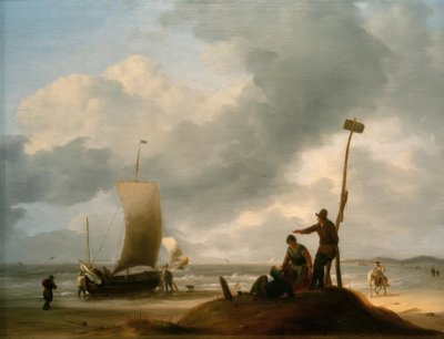 Spiaggia con barche da pesca da Ludolf Backhuysen