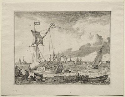 Veduta di Amsterdam con navi in primo piano, 1701 da Ludolf Backhuysen