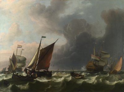 Navi da guerra olandesi e piccole imbarcazioni in una brezza fresca al largo di Enkhuizen, 1683 da Ludolf Bakhuizen