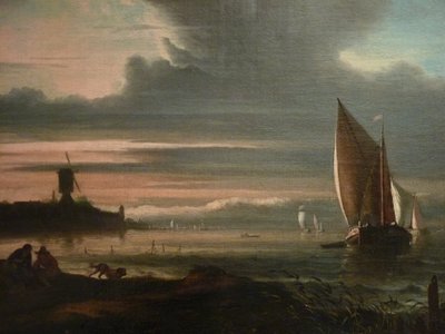 Tedesco: Spiaggia con barche a vela e mulino a vento Il baluardo 
