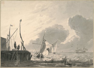 Porto sul mare con temporale in arrivo da Ludolf Bakhuizen