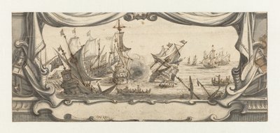 Battaglia navale in una cartouche da Ludolf Bakhuysen