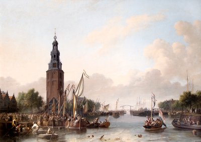 Un uomo di rango che si imbarca ad Amsterdam da Ludolf I Backhuysen