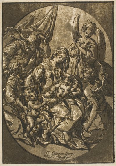 Sacra Famiglia in una Cornice Ovale da Ludolph Büsinck