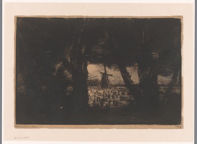 Paesaggio invernale olandese con mulini a vento e pattinatori da Ludovic Napoléon Lepic