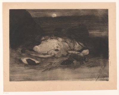 Razza e pesci sulla spiaggia al chiaro di luna da Ludovic Napoléon Lepic
