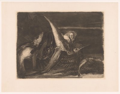 Pesci in ceste sulla spiaggia da Ludovic Napoléon Lepic