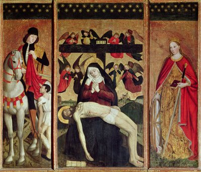 Trittico che raffigura la Pietà tra San Martino e Santa Caterina, 1475 da Ludovico Brea