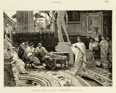 Mecenate ascolta Virgilio leggere l