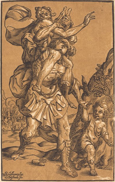 Enea salva suo padre da Troia da Ludwig Büsinck after Georges Lallemand
