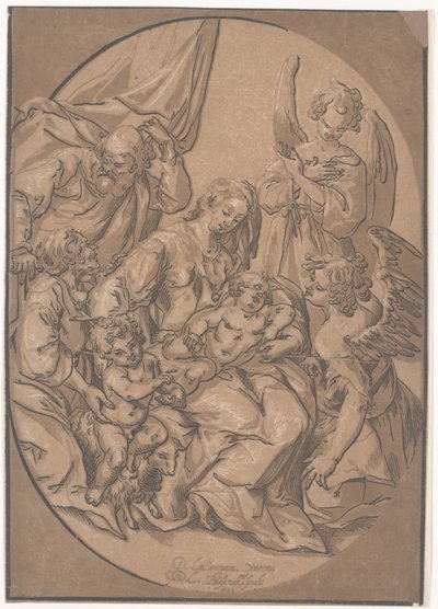 La Sacra Famiglia con il Bambino San Giovanni, in un ovale, c.1623 da Ludwig Businck