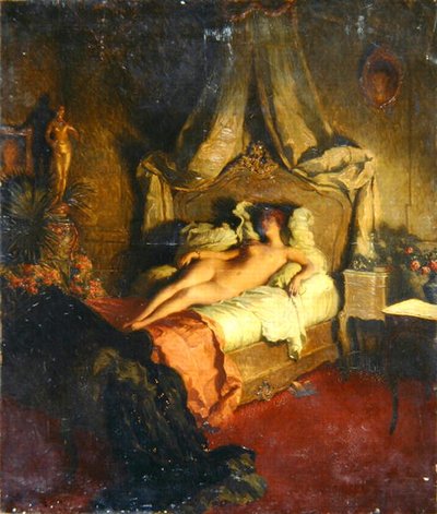 Nudo su un letto rosso da Ludwig Deutsch