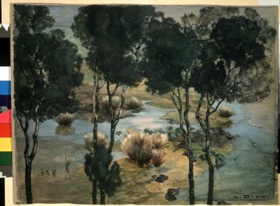 "Paesaggio" Dipinto ad acquerello e gouache di Ludwig Dill (1848-1940) circa 1900 Museo Pushkin, Mosca da Ludwig Dill
