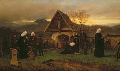 Il giorno dei morti al cimitero da Ludwig Friedrich Wilhelm Riefstahl