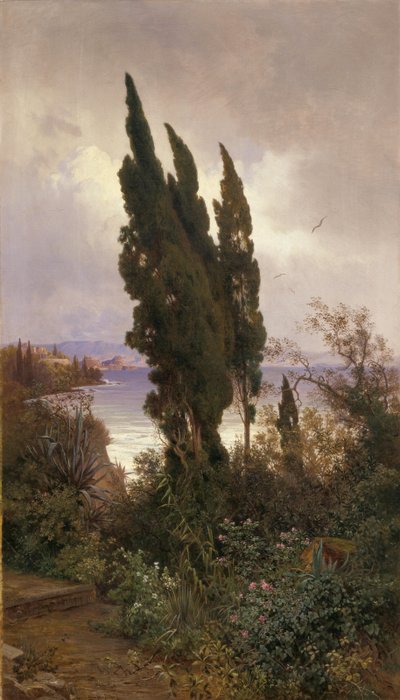Giardino davanti al castello reale di Corfù da Ludwig Hans Fischer