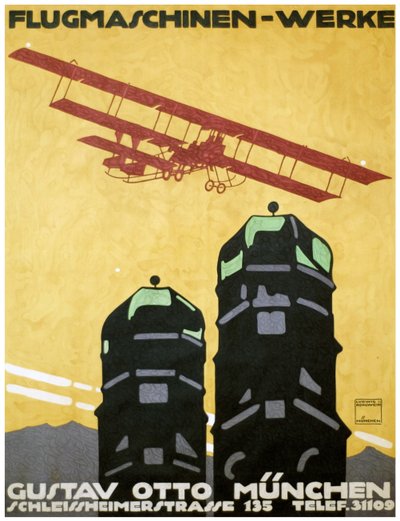 Flugmaschinen - Werke, Manifesto. 1912 da Ludwig Hohlwein