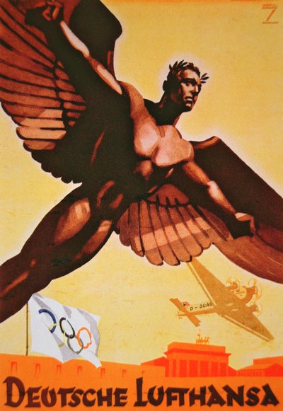 Poster pubblicitario per voli a Berlino con la Lufthansa tedesca da Ludwig Hohlwein