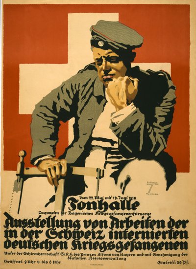 Tonhalle ... Esposizione di lavori dei prigionieri di guerra tedeschi internati in Svizzera, pub. nel 1918 da Ludwig Hohlwein