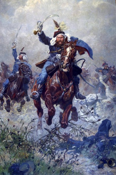 Colonnello Maximilian Ritter von Rodakowski e i 13° Ussari nella battaglia di Custoza nel 1866, 1908 da Ludwig Koch
