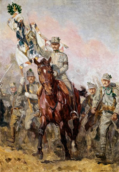 Il secondo reggimento tirolese dei Kaiserjaeger, con il suo comandante Col. ... da Ludwig Koch