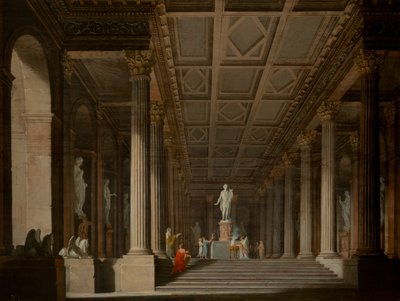 Interno di un Tempio Antico Fittizio con un