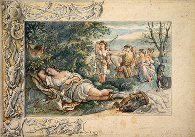 Diana dormiente con compagne da Ludwig Sigismund Ruhl