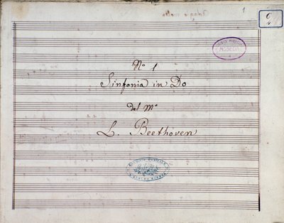 Prima pagina dello spartito per Sinfonia n. 1 in Do maggiore op. 21, di Ludwig van Beethoven da Ludwig van Beethoven