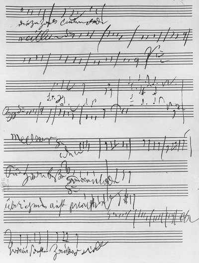 Partitura musicale manoscritta (inchiostro su carta) da Ludwig van Beethoven