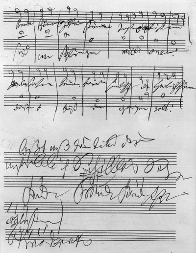 Partitura musicale manoscritta (inchiostro su carta) da Ludwig van Beethoven