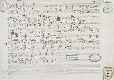 Pagina della partitura musicale di "Fidelio": inizio dell