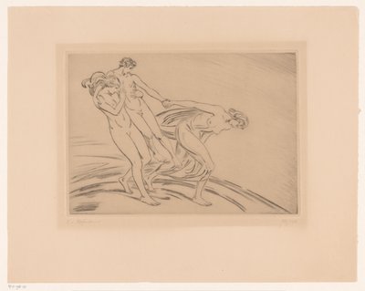 Due donne rapiscono un uomo da Ludwig von Hofmann (signed by artist)