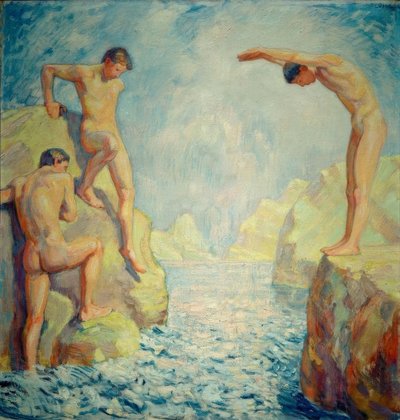 Riva rocciosa con giovani da Ludwig von Hofmann