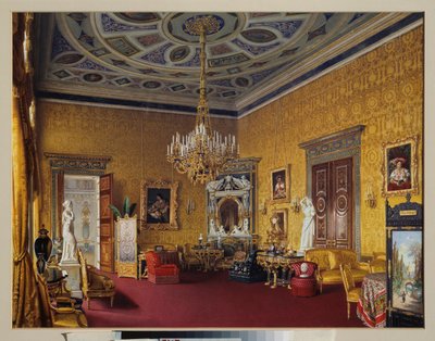 La sala Lyons (la sala gialla di disegno) del grande palazzo di Tsarkoye Selo (Russia) da Luigi Premazzi