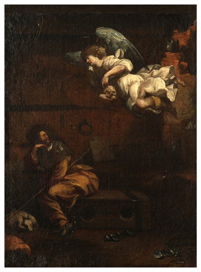 Transetto Nord, Altare di San Rocco 1635-45, Genovesino 1645, Annuncio di morte in prigione, Dipinto in basso a destra da Luigi Miradori