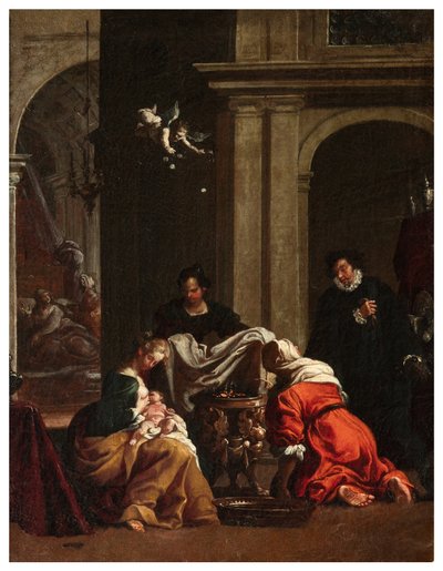 Transetto nord, Altare di San Rocco 1635-1645, Genovesino 1645, Nascita di San Rocco (dettaglio) da Luigi Miradori